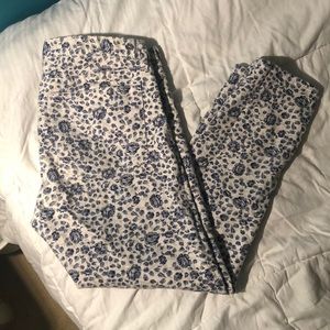 J Crew Factory Toothpick Floral Ankle Jeans